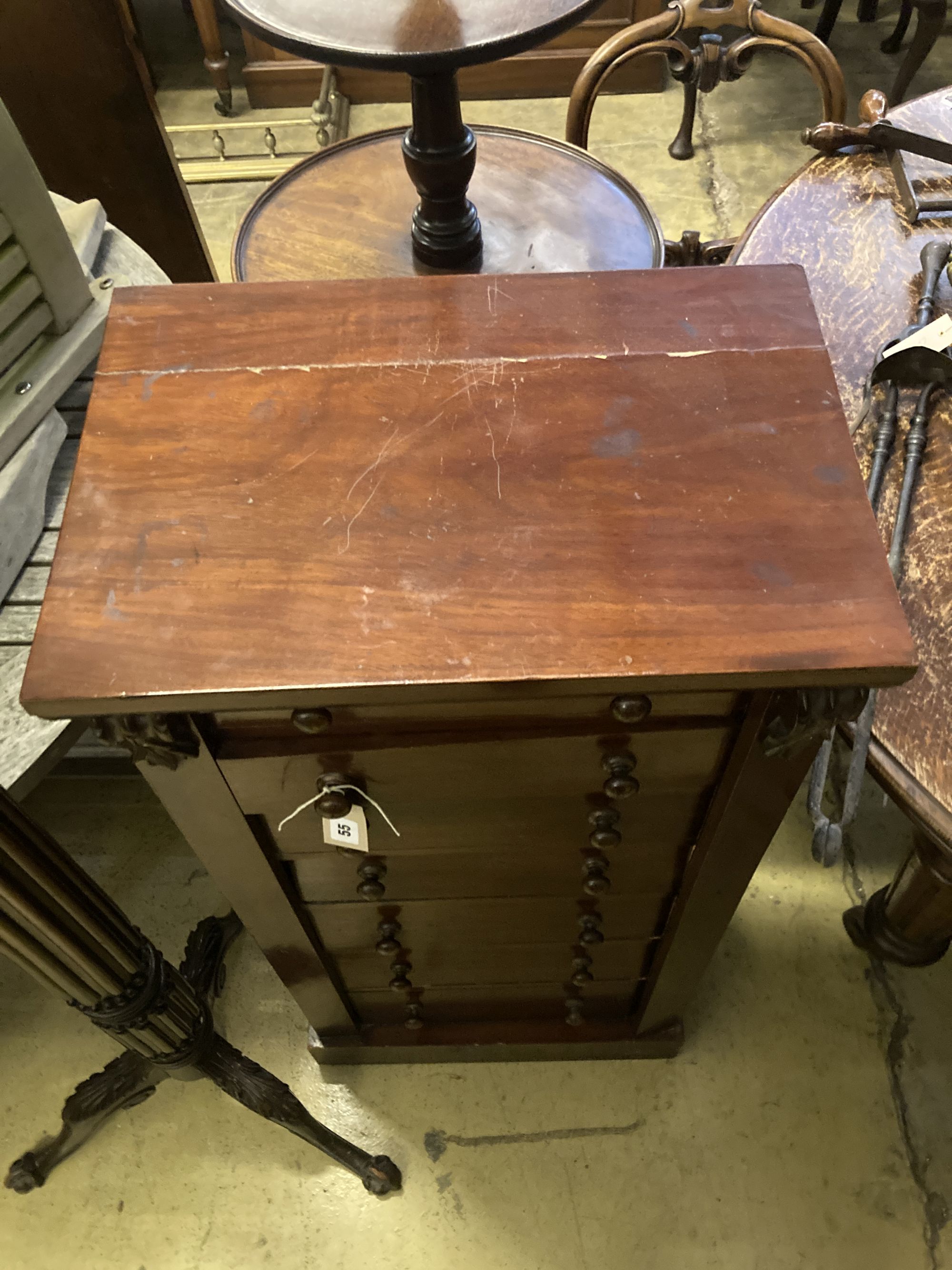 A Victorian mahogany Wellington chest, width 50cm, depth 34cm, height 104cm